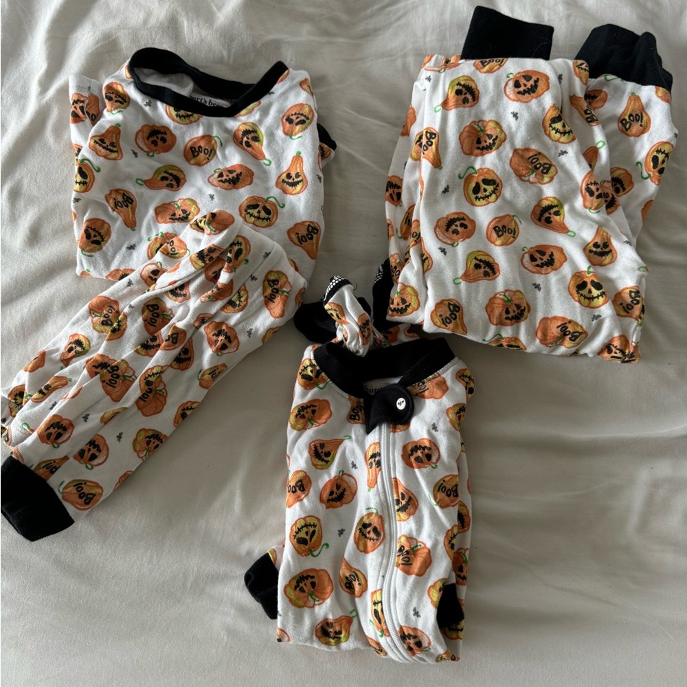 Mommy and me matching family Halloween pumpkin pajamas